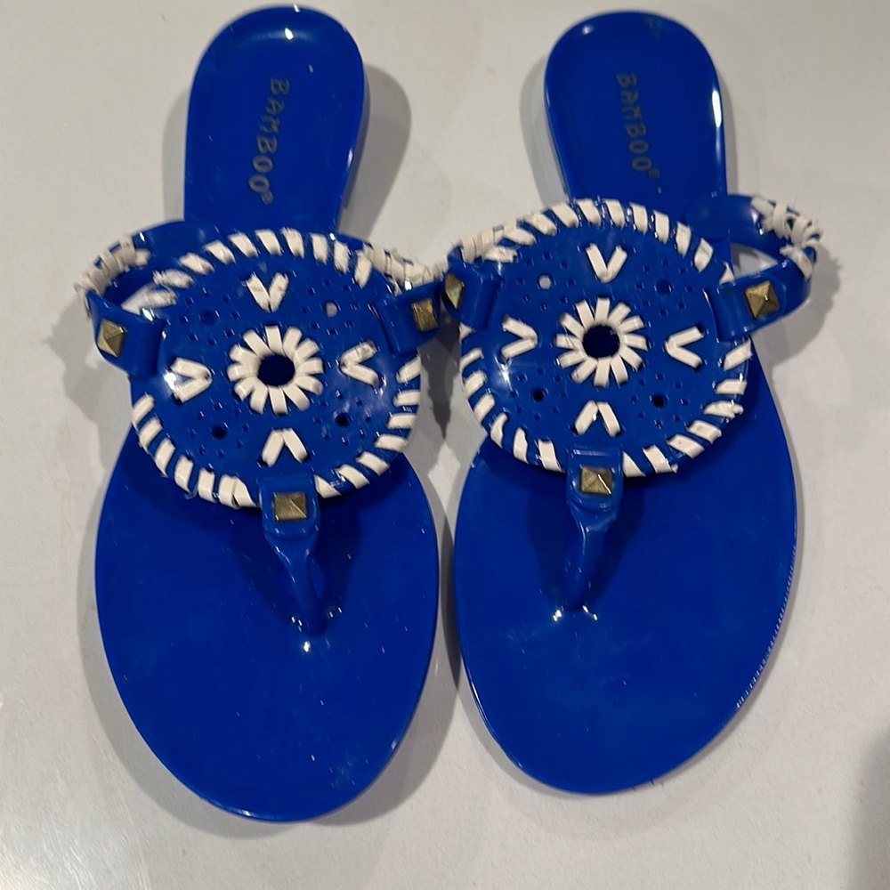 Bamboo Electric Blue Tribal Flip Flop size 7 new